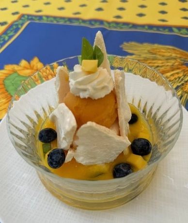 Mango Vacherin Glacé with Mango Basil Sauce